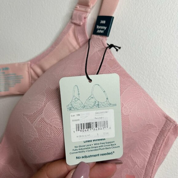 Tommy John Bra Womens 38B Pink Second Skin Lightly Lined Wireless Lace No Show - Picture 5 of 7